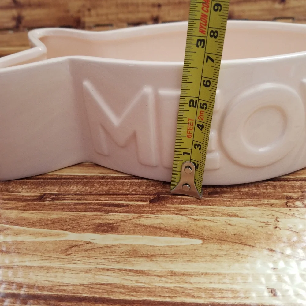 Furry Friends & Co Ceramic Cat Meow Fish Shaped Deep Cream Pet Bowl Water